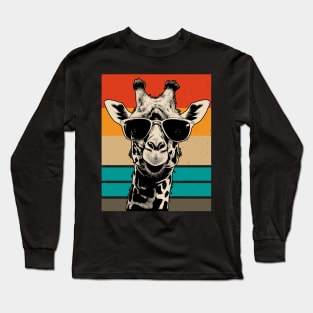 Funny Retro Giraffe with Sunglasses Long Sleeve T-Shirt